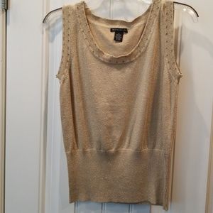 Madison Gold Bead Embellished Shell Tank T…